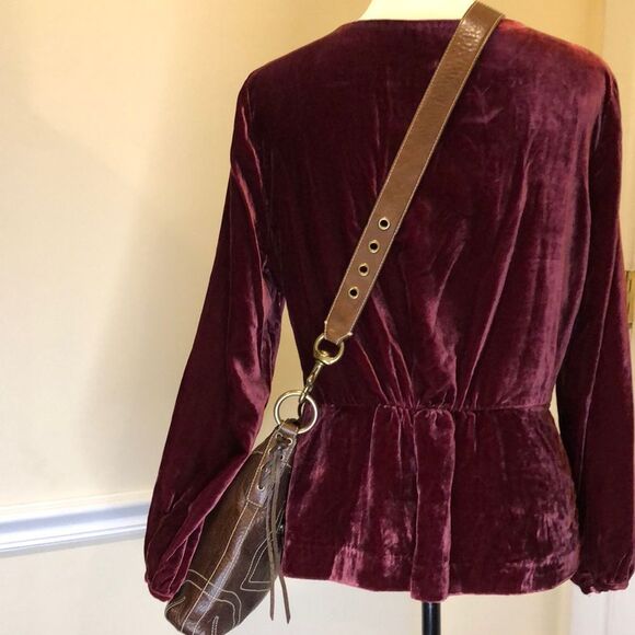 COACH Brown Tumbled Leather Crossbody Tote Shoulder Bag Exterior Zipper Pocket - Picture 5 of 16